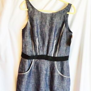 Taylor Blue Linen Sleeveless Dress sz 10 NEW
